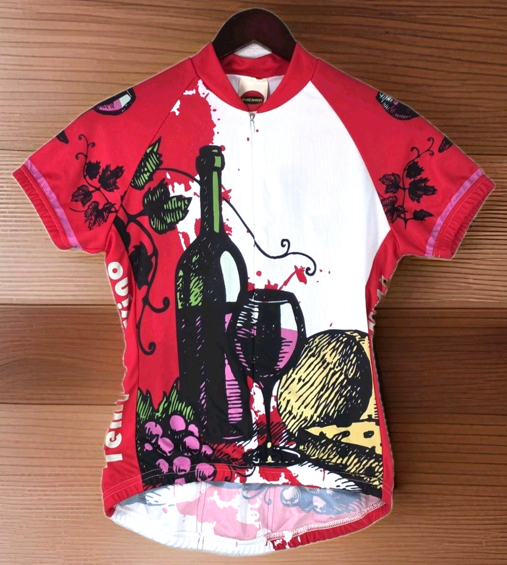 World Jerseys Road Cycling Biking Jersey Tempo Di Vino 3/4 Zip Wine Lover Small